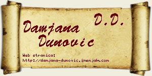 Damjana Dunović vizit kartica
